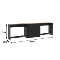 Conjunto De Escritório 3 Peças Tech Office 2 Mesas E 1 Apara - Preto E Cedro Preto E Cedro - 7