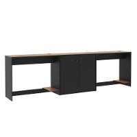 Conjunto De Escritório 3 Peças Tech Office 2 Mesas E 1 Apara - Preto E Cedro Preto E Cedro - 8