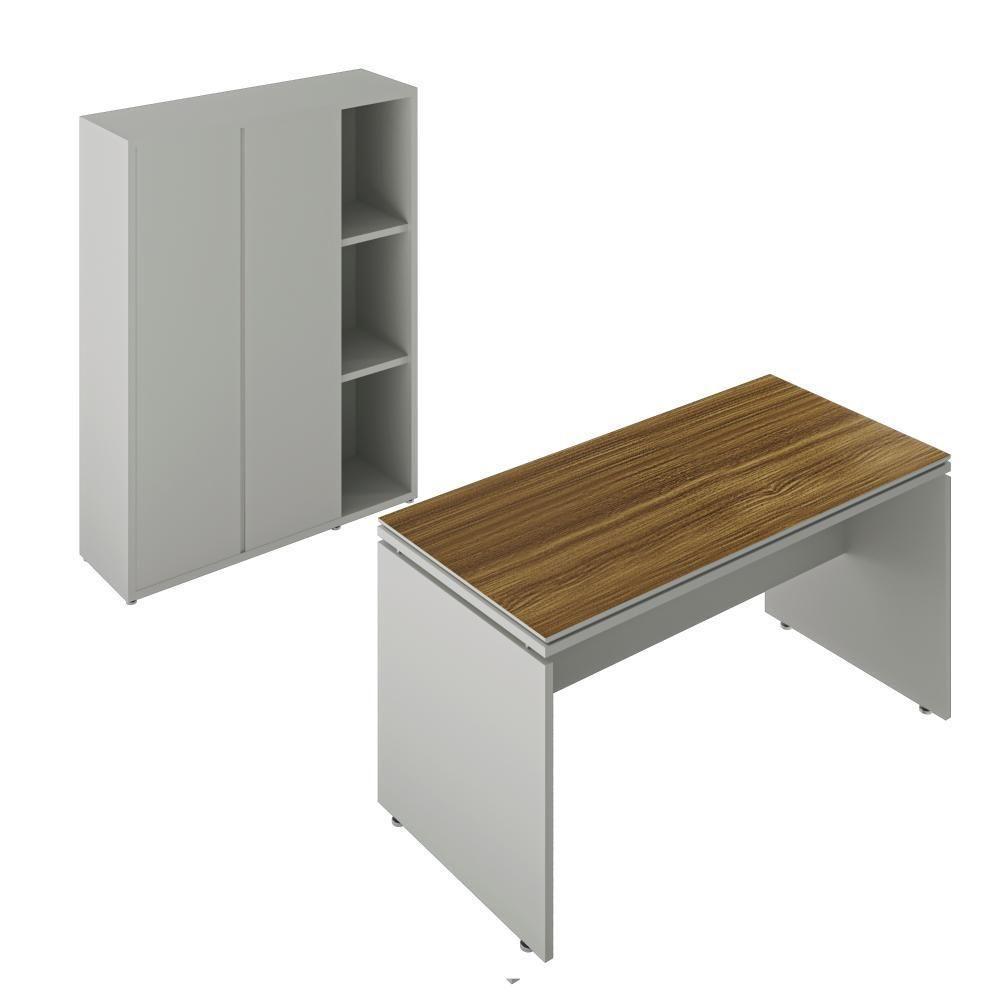 Conjunto De Escritório Office 2 Peças Mesa Armário Alto Tund - Fendi E Freijó Fendi E Freijó - 1