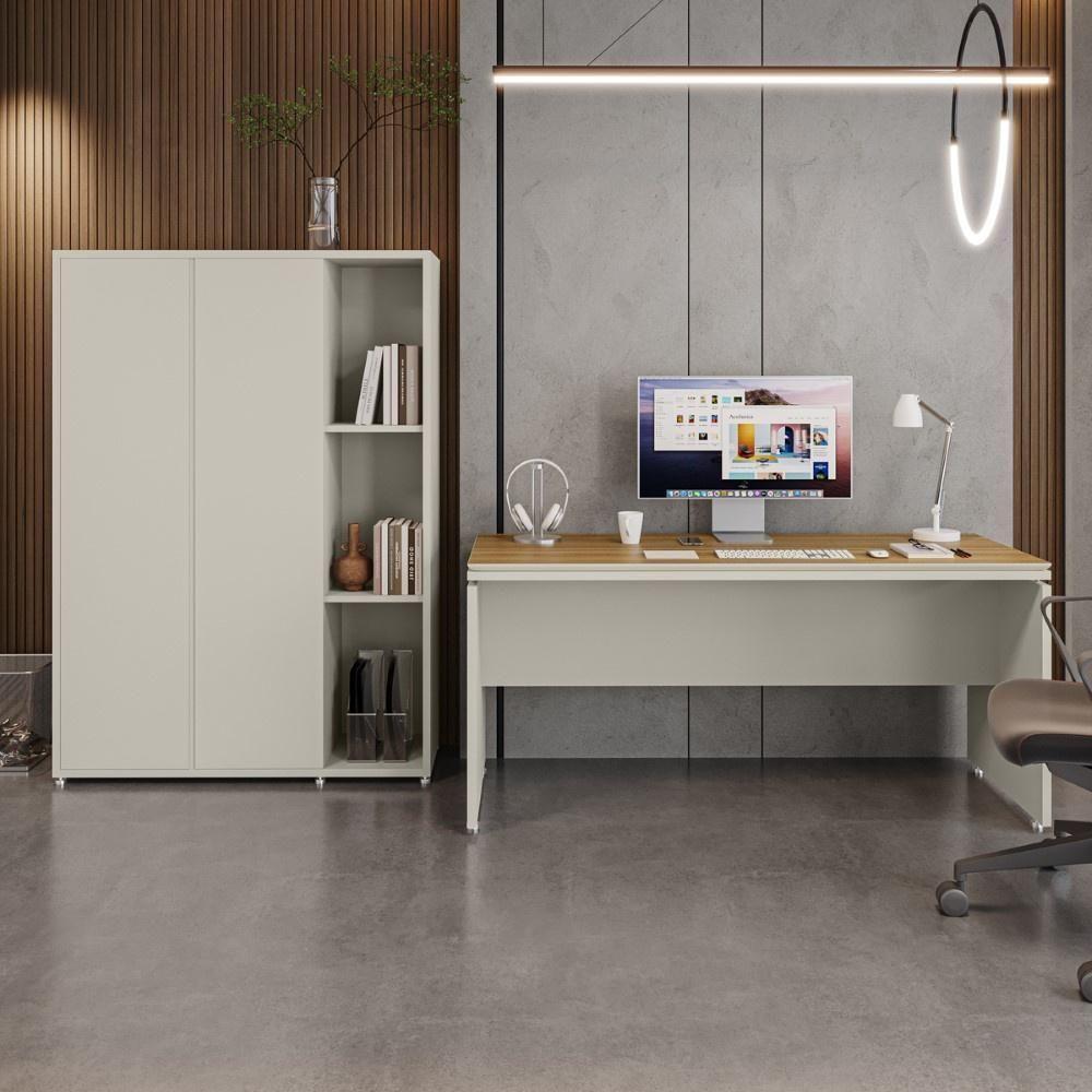 Conjunto De Escritório Office 2 Peças Mesa Armário Alto Tund - Fendi E Freijó Fendi E Freijó - 2