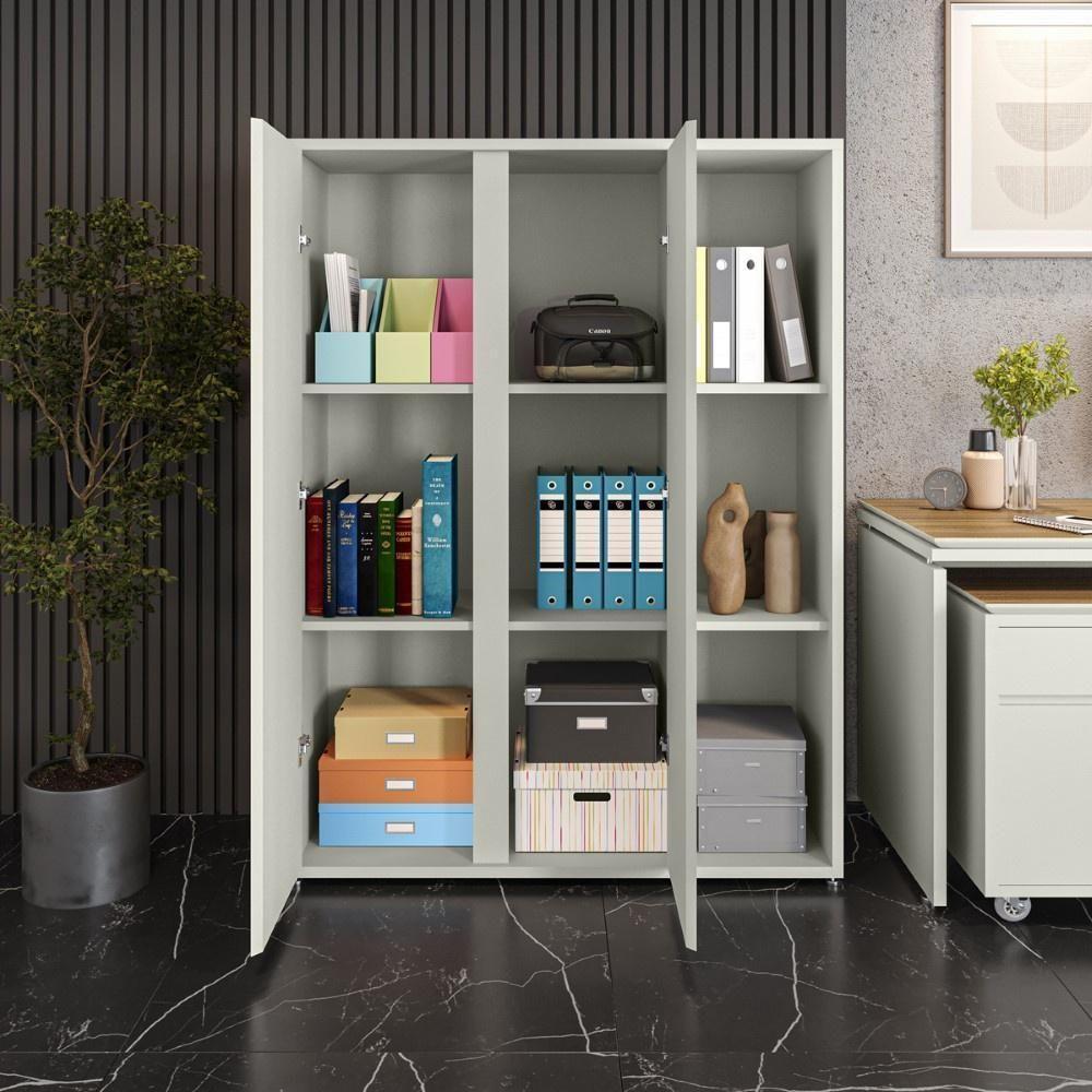 Conjunto De Escritório Office 2 Peças Mesa Armário Alto Tund - Fendi E Freijó Fendi E Freijó - 5