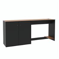 Conjunto De Escritório 2 Peças Tech Office Mesa E Aparador B - Preto E Cedro Preto E Cedro - 3