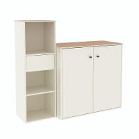 Conjunto De Escritório 2 Peças Tech Office Livreiro E Aparad - Off White E Cedro Off White E Cedro - 3