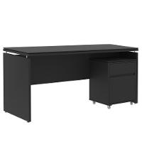 Conjunto De Escritório 2 Peças Mesa Gaveteiro 2 Gavetas Tund - Preto Preto - 8