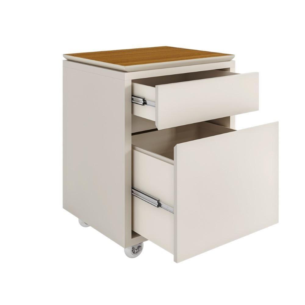 Conjunto De Escritório 2 Peças Mesa Gaveteiro 2 Gavetas Tund - Off White E Cedro Off White E Cedro - 5