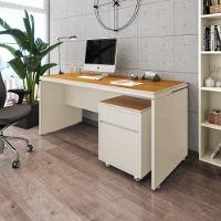 Conjunto De Escritório 2 Peças Mesa Gaveteiro 2 Gavetas Tund - Off White E Cedro Off White E Cedro - 2