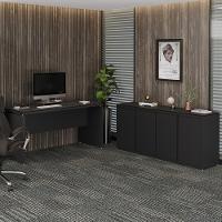 Conjunto De Escritório Office 2 Peças Mesa E Balcão Buffet T - Preto Preto - 8
