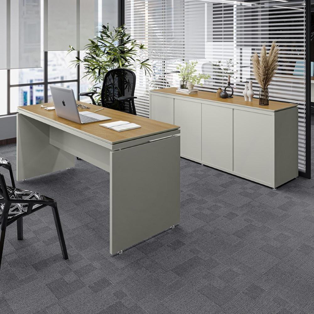 Conjunto De Escritório Office 2 Peças Mesa E Balcão Buffet T - Fendi E Freijó Fendi E Freijó - 2