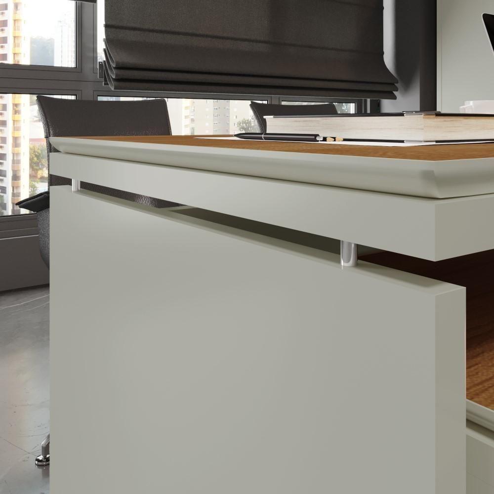 Conjunto De Escritório Office 2 Peças Mesa E Balcão Buffet T - Fendi E Freijó Fendi E Freijó - 6