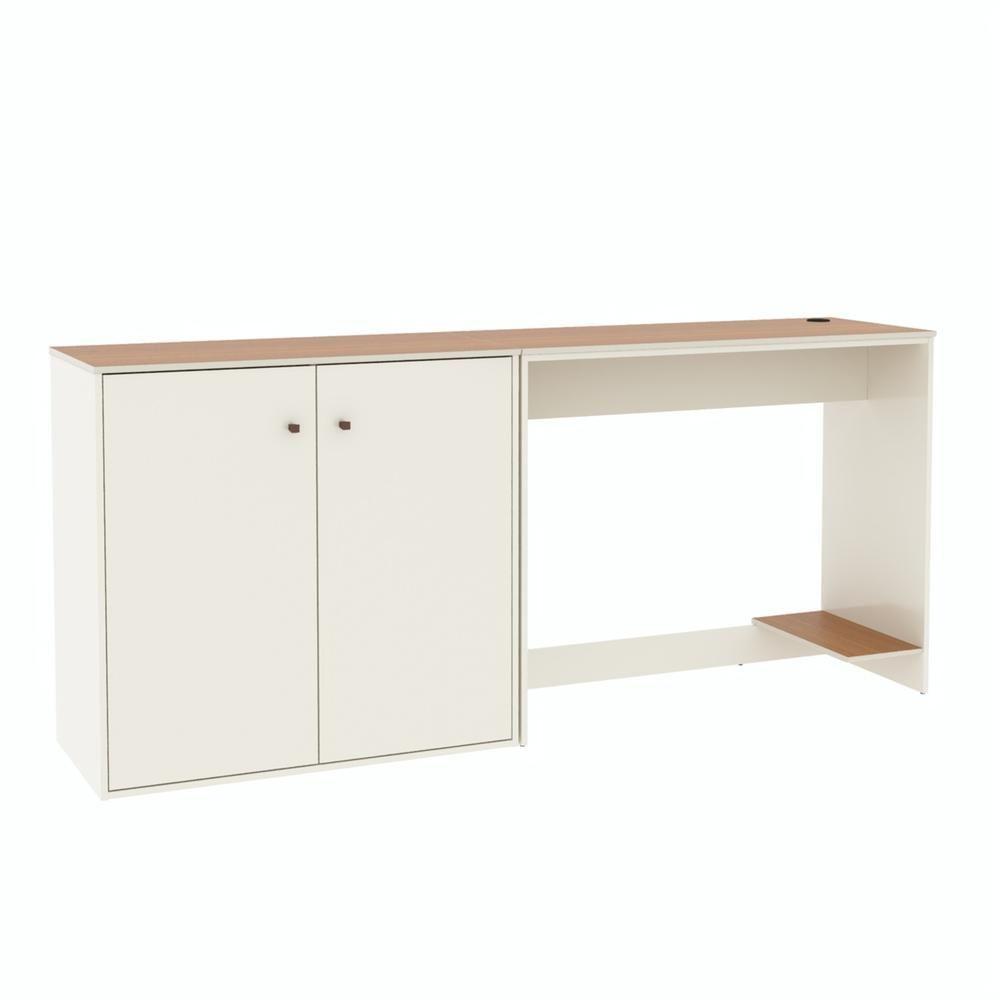 Conjunto De Escritório 2 Peças Tech Office Mesa E Aparador B - Off White E Cedro Off White E Cedro - 3