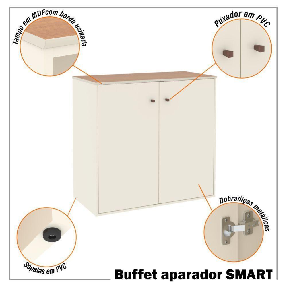 Conjunto De Escritório 2 Peças Tech Office Mesa E Aparador B - Off White E Cedro Off White E Cedro - 8