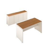 Conjunto De Escritório Office 2 Peças Mesa E Balcão Buffet T - Off White E Cedro Off White E Cedro - 1