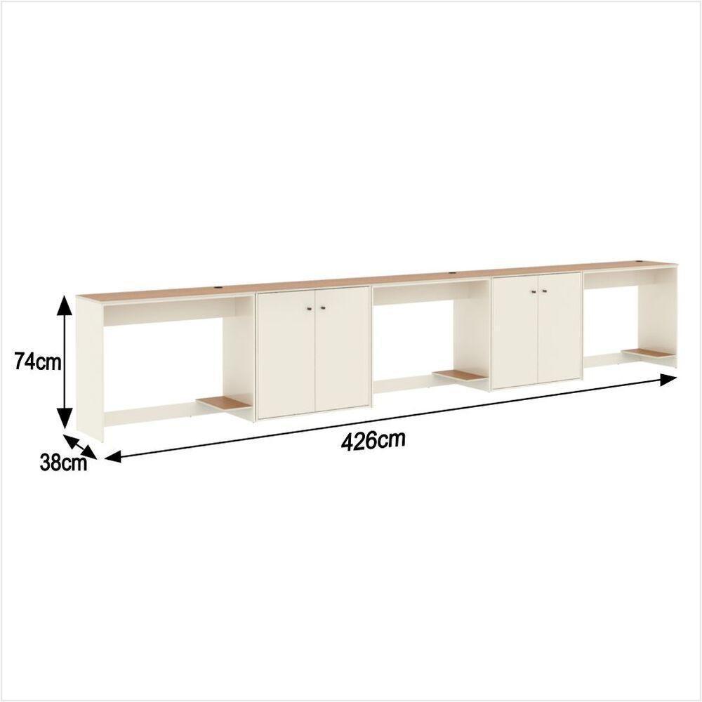 Conjunto De Escritório 5 Peças Tech Office 3 Mesas E 2 Apara - Off White E Cedro Off White E Cedro - 2