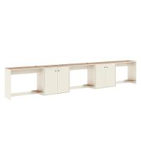 Conjunto De Escritório 5 Peças Tech Office 3 Mesas E 2 Apara - Off White E Cedro Off White E Cedro - 3