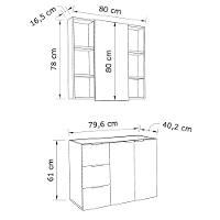 Conjunto De Banheiro Sem Cuba Vittare 80cm Estilare CNJ5007 Carvalho-branco Gaveta Esquerda - 3