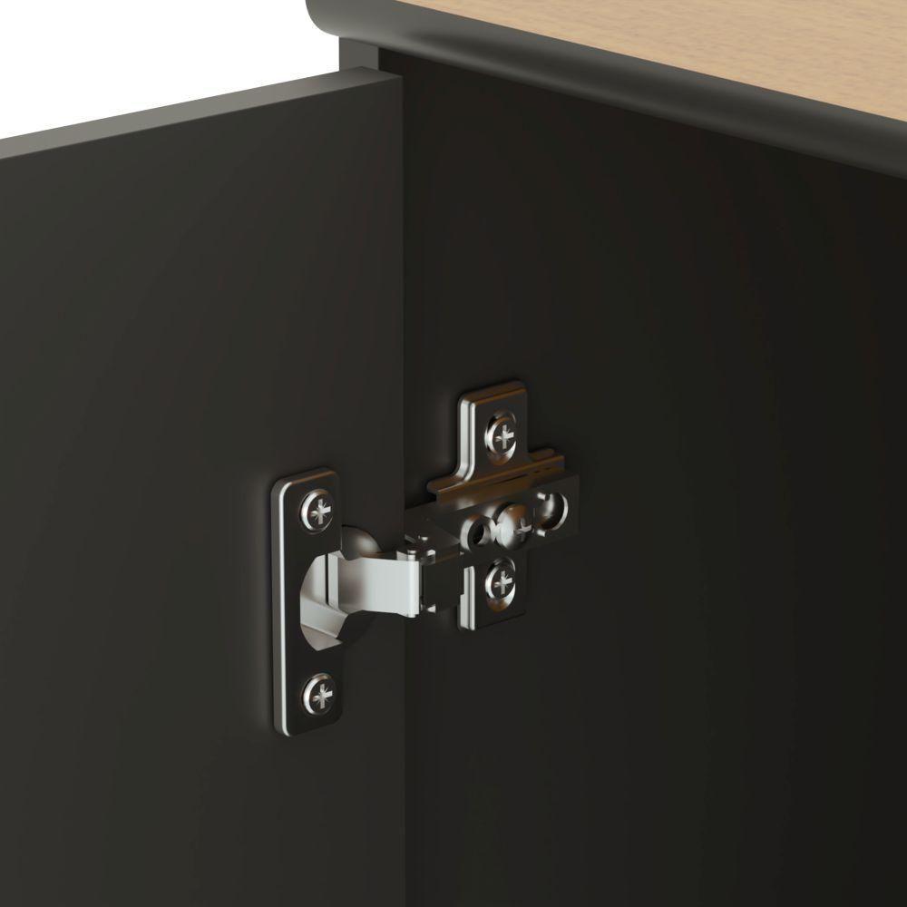 Conjunto De Escritório 5 Peças Tech Office 3 Mesas E 2 Apara - Preto E Cedro Preto E Cedro - 5