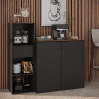 Conjunto De Escritório 2 Peças Tech Office Livreiro E Aparad - Preto E Cedro Preto E Cedro - 2