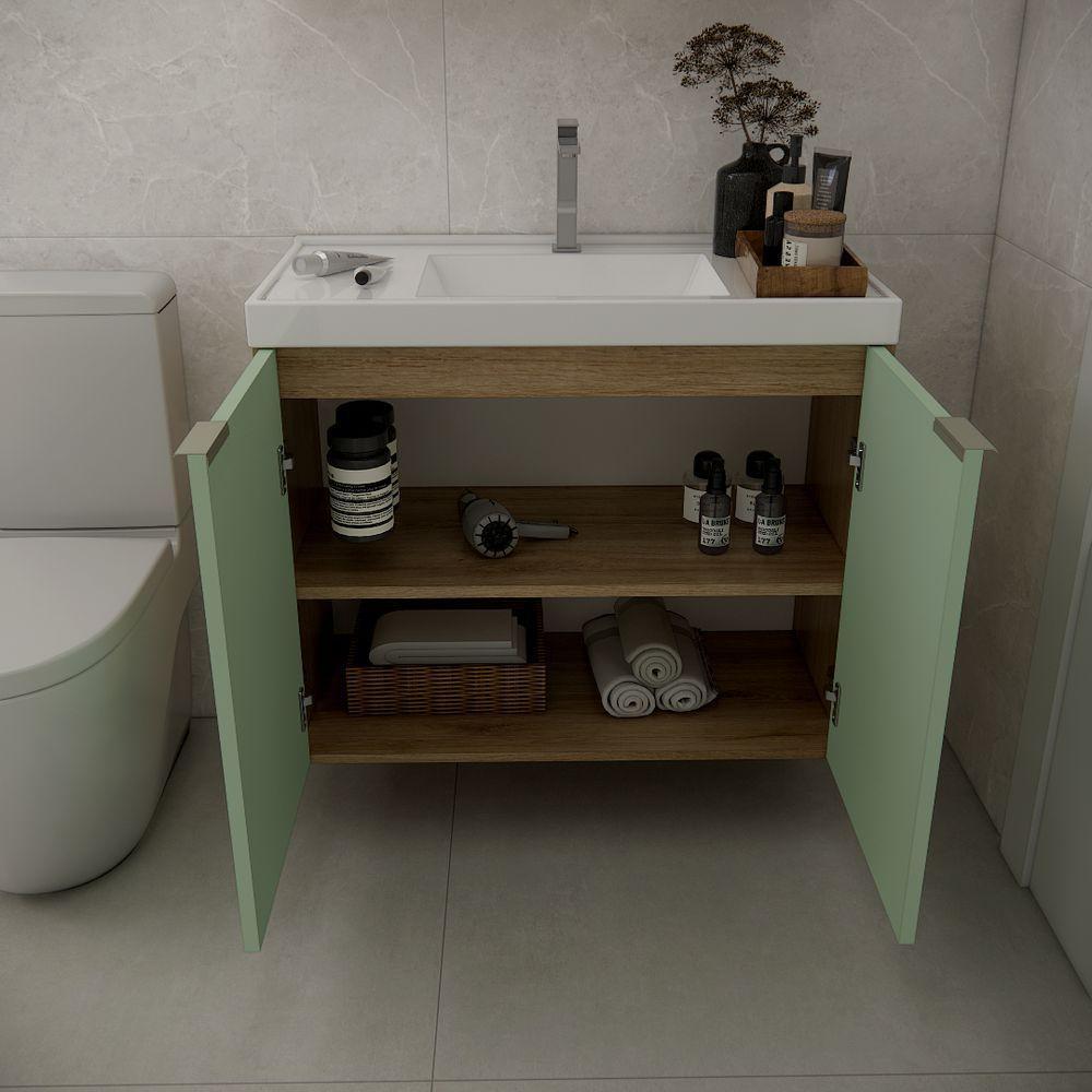 Conjunto De Banheiro Sem Cuba Vittare 80cm Estilare CNJ5005 Carvalho-verde - 6