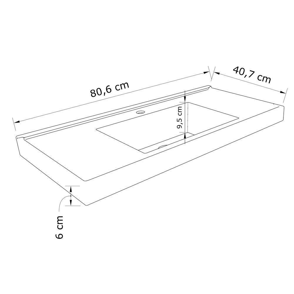 Conjunto De Banheiro Com Cuba Vittare 80cm Estilare CNJ5007 Carvalho-verde Gaveta Esquerda - 3