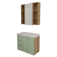 Conjunto De Banheiro Com Cuba Vittare 80cm Estilare CNJ5007 Carvalho-verde Gaveta Esquerda - 5