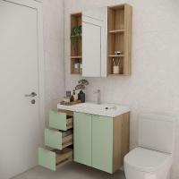 Conjunto De Banheiro Com Cuba Vittare 80cm Estilare CNJ5007 Carvalho-verde Gaveta Esquerda - 9