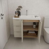 Conjunto De Banheiro Sem Cuba Vittare 80cm Estilare CNJ5007 Carvalho-nude Gaveta Esquerda - 6