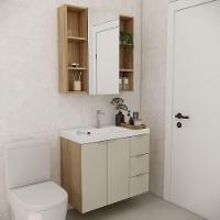 Conjunto De Banheiro Sem Cuba Vittare 80cm Estilare CNJ5006 Carvalho-nude Gaveta Direita - 1