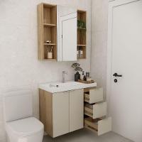 Conjunto De Banheiro Sem Cuba Vittare 80cm Estilare CNJ5006 Carvalho-nude Gaveta Direita - 6