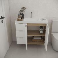 Conjunto De Banheiro Com Cuba Vittare 80cm Estilare CNJ5007 Carvalho-branco Gaveta Esquerda - 6