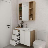 Conjunto De Banheiro Com Cuba Vittare 80cm Estilare CNJ5007 Carvalho-branco Gaveta Esquerda - 8