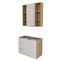 Conjunto De Banheiro Com Cuba Vittare 80cm Estilare CNJ5007 Carvalho-branco Gaveta Esquerda - 9