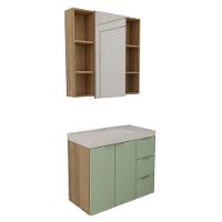 Conjunto De Banheiro Com Cuba Vittare 80cm Estilare CNJ5006 Carvalho-verde Gaveta Direita - 2