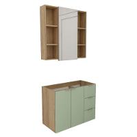 Conjunto De Banheiro Com Cuba Vittare 80cm Estilare CNJ5006 Carvalho-verde Gaveta Direita - 8