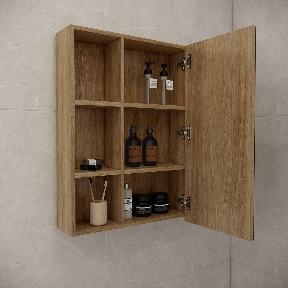 Conjunto De Banheiro Sem Cuba Vittare 80cm Estilare CNJ5006 Carvalho-branco Gaveta Direita - 4