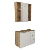 Conjunto De Banheiro Sem Cuba Vittare 80cm Estilare CNJ5006 Carvalho-branco Gaveta Direita - 2