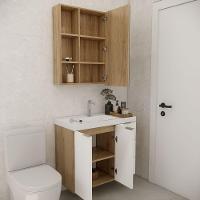 Conjunto De Banheiro Sem Cuba Vittare 80cm Estilare CNJ5006 Carvalho-branco Gaveta Direita - 6