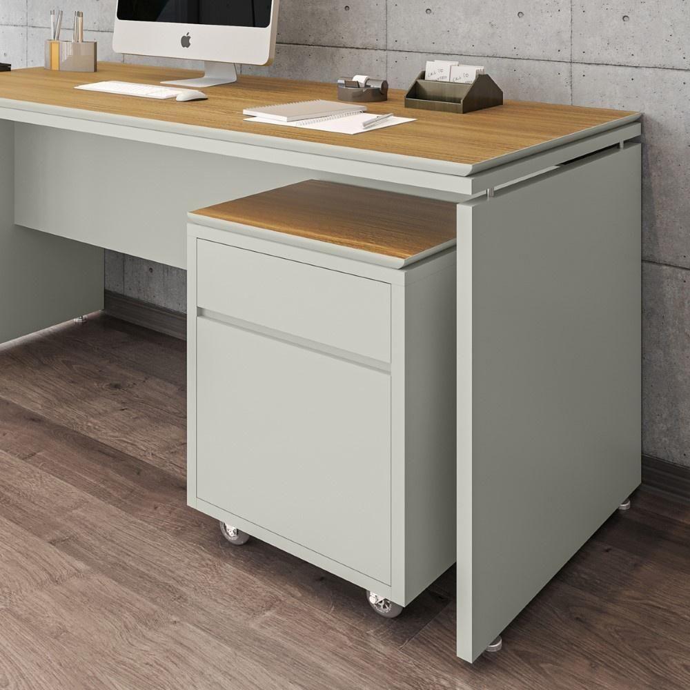 Conjunto De Escritório 2 Peças Mesa Gaveteiro 2 Gavetas Tund - Fendi E Freijó Fendi E Freijó - 6