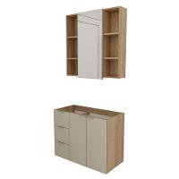 Conjunto De Banheiro Com Cuba Vittare 80cm Estilare CNJ5007 Carvalho-nude Gaveta Esquerda - 9