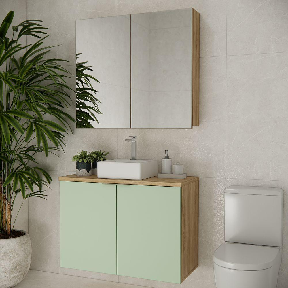 Conjunto Com Cuba Nature 90cm Estilare CNJ4033 Carvalho-verde - 1