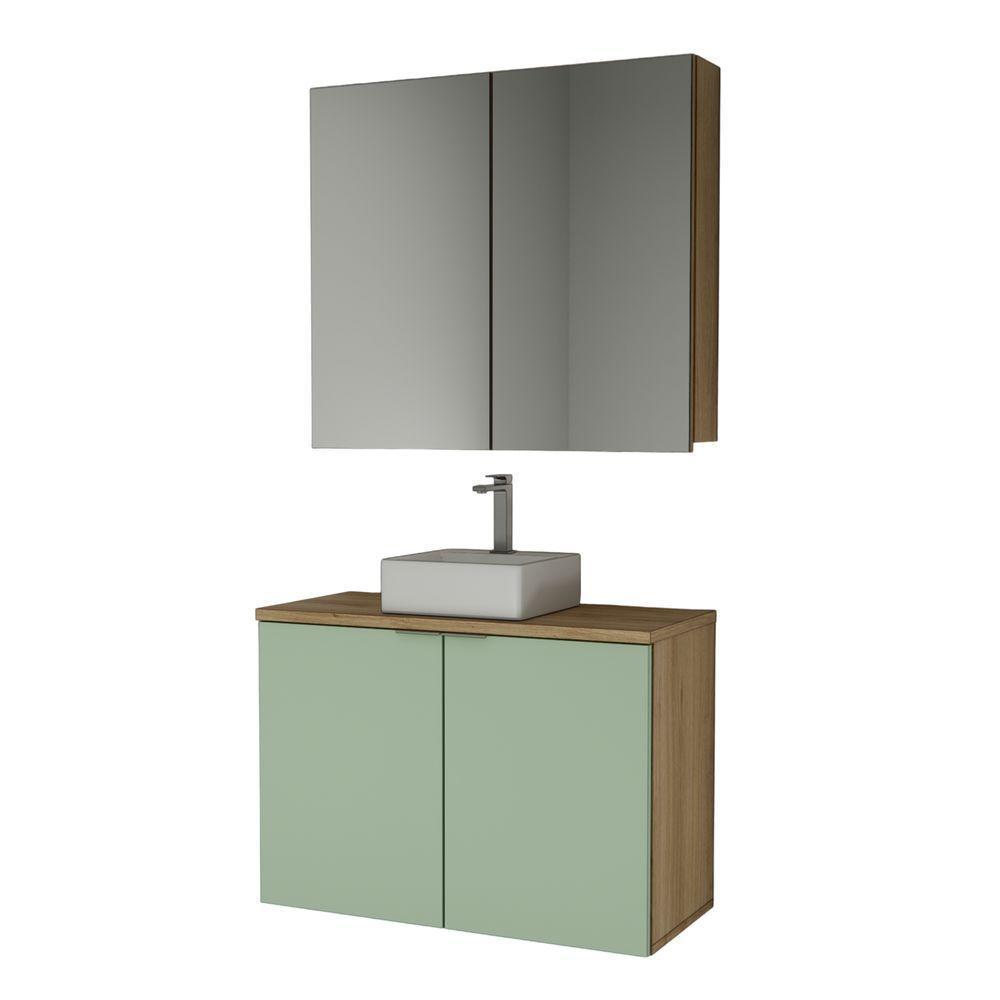 Conjunto Com Cuba Nature 90cm Estilare CNJ4033 Carvalho-verde - 2