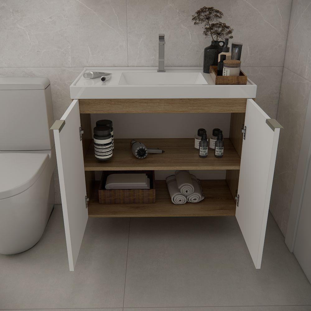 Conjunto De Banheiro Com Cuba Vittare 80cm Estilare CNJ5005 Carvalho-branco - 6