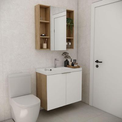 Conjunto De Banheiro Com Cuba Vittare 80cm Estilare CNJ5005 Carvalho-branco