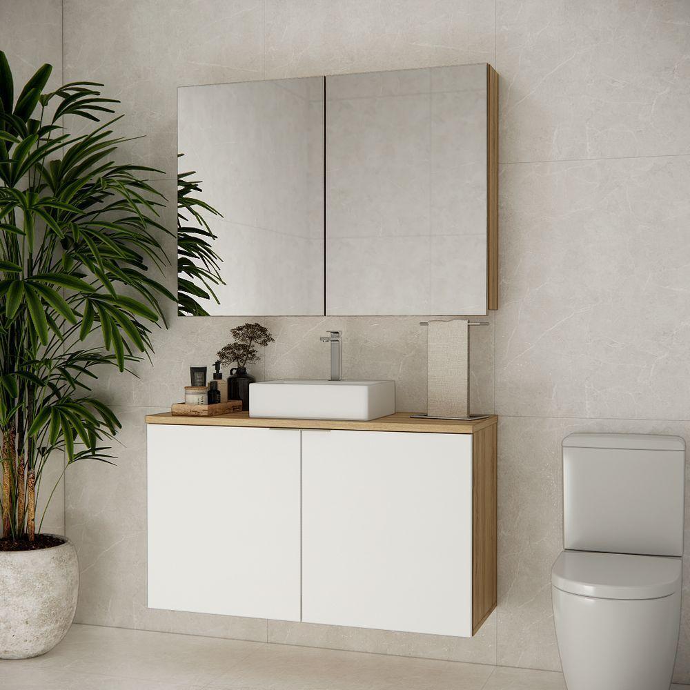 Conjunto Com Cuba Nature 110cm Estilare CNJ4036 Carvalho-branco - 1