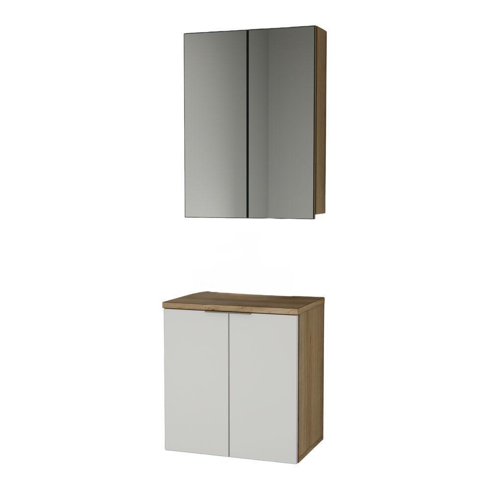 Conjunto De Banheiro Nature 60cm Estilare Cnj4009 Carvalho/branco - 2