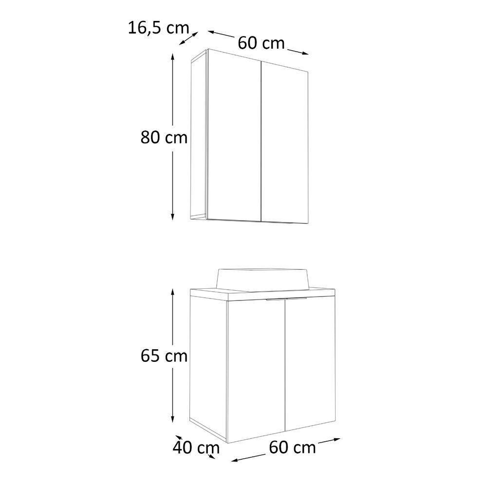 Conjunto De Banheiro Nature 60cm Estilare Cnj4009 Carvalho/branco - 6