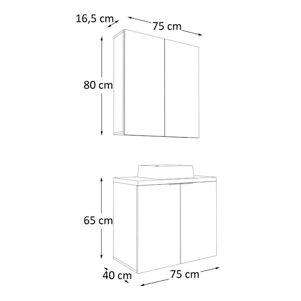 Conjunto Com Cuba Nature 75cm Estilare CNJ4012 Carvalho-verde - 5