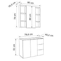 Conjunto De Banheiro Com Cuba Vittare 80cm Estilare CNJ5006 Carvalho-branco Gaveta Direita - 3