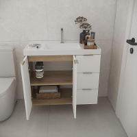 Conjunto De Banheiro Com Cuba Vittare 80cm Estilare CNJ5006 Carvalho-branco Gaveta Direita - 6