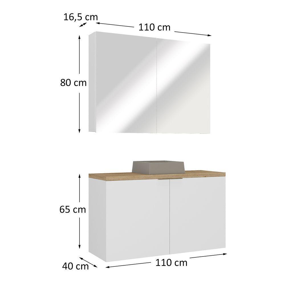 Conjunto Com Cuba Nature 110cm Estilare CNJ4036 Branco-carvalho - 4