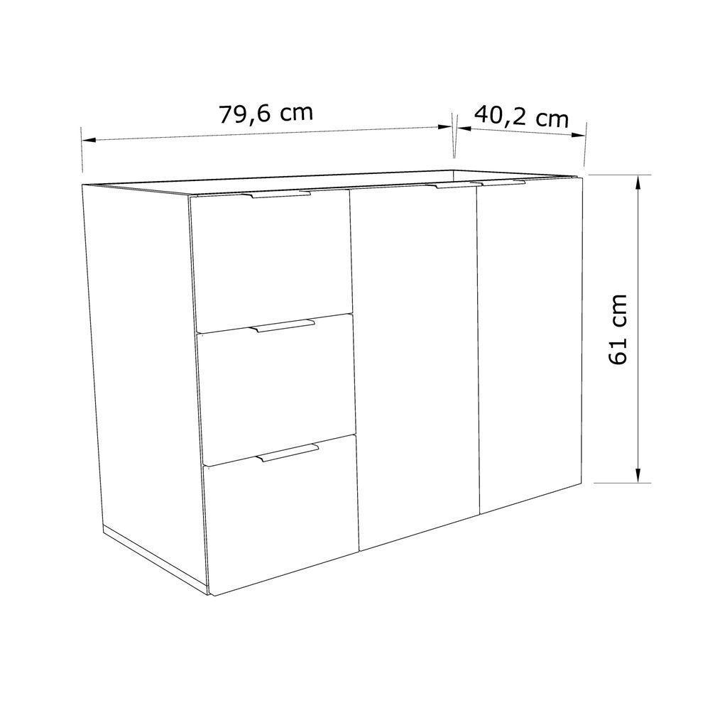 Gabinete De Banheiro Sem Cuba Vittare 79,6cm Estilare GAB5004 Carvalho-branco Gaveta Esquerda - 3